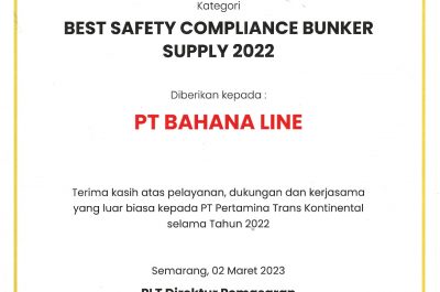Pertamina - Best Safety Compliance Bunker Supply 2022